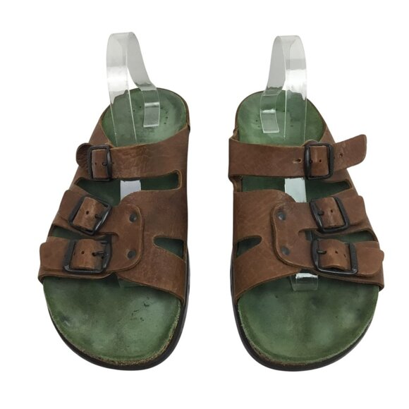 Mephisto Zach Fit Mens 46 Brown Leather Natural Fitness Three Buckle Slide Sanda - Picture 2 of 10